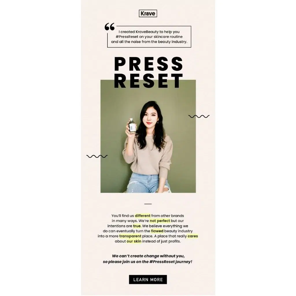 Mapping Email Automation Flows To Customer Journey - Newsletter like Krave Beauty