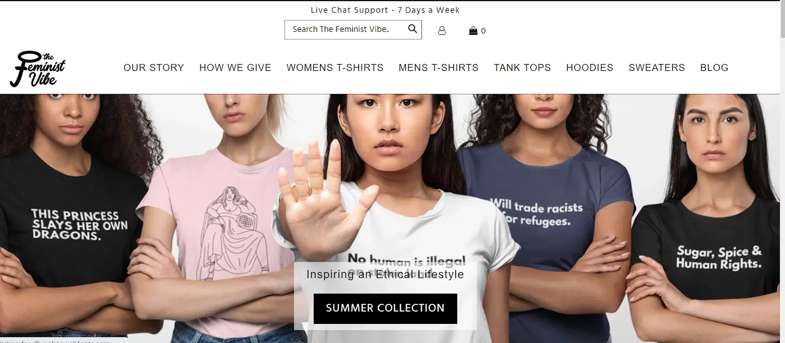 Best print on demand Shopify store example - The Feminist Vibe