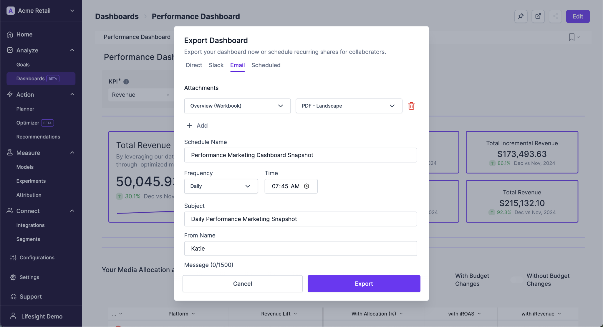 Dashboard Export
