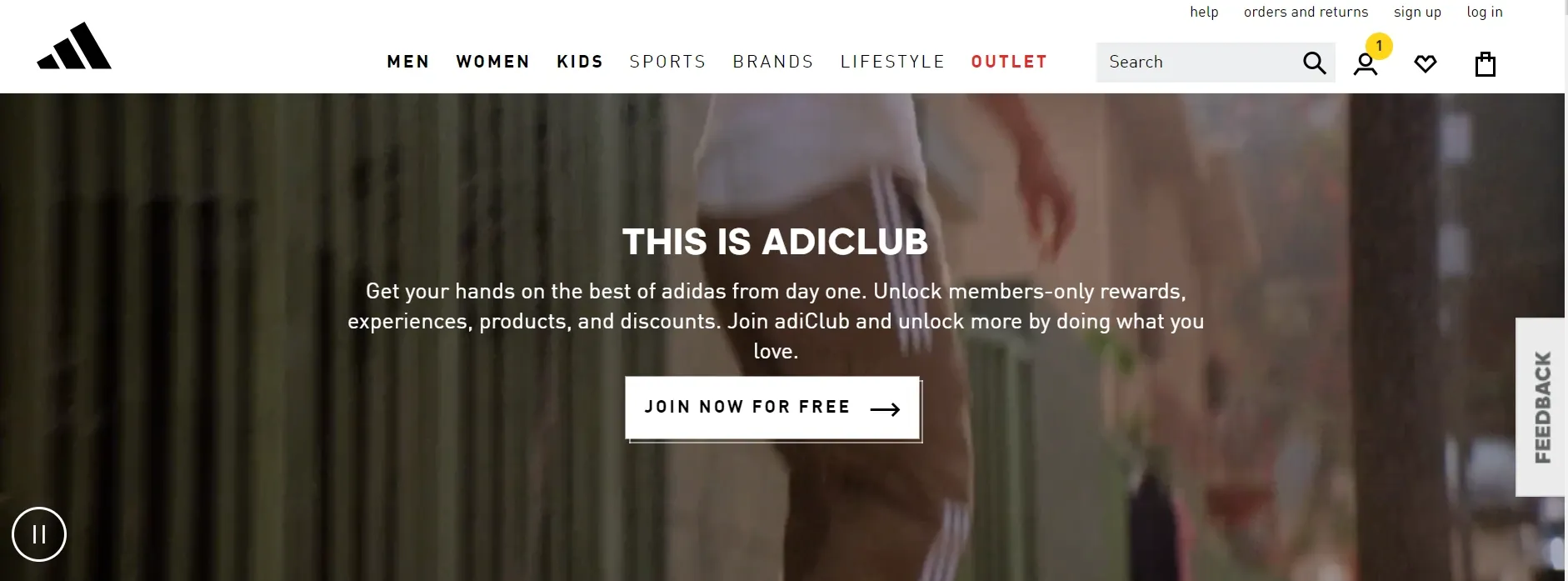 adiClub membership programme landing page