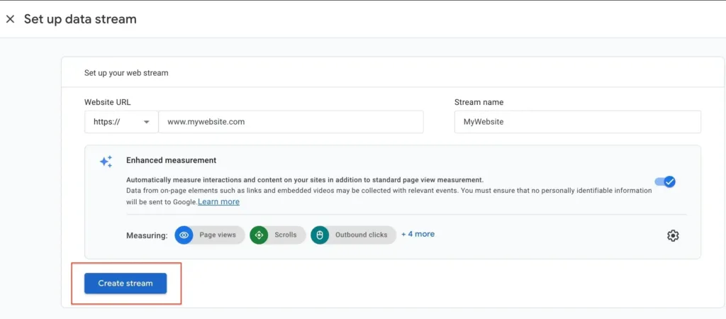 create a data stream in google analytics