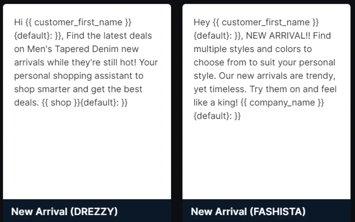 sms templates new arrival templates from lifesight