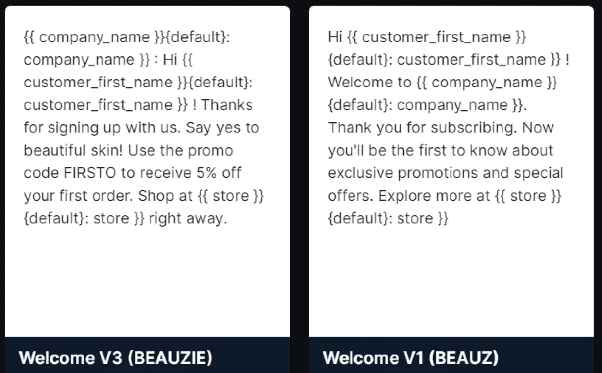 sms templates welcome templates from lifesight