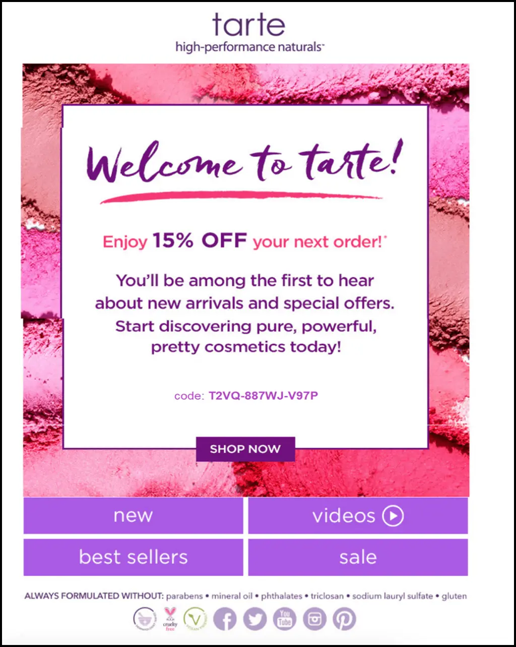 types of triggered emails welcome emails like tarte 9d46582cbf - Lifesight
